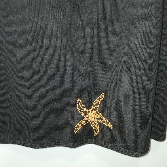 Vintage Michael Simon black starfish beaded black short sleeve cardigan size 3X - Picture 4 of 7